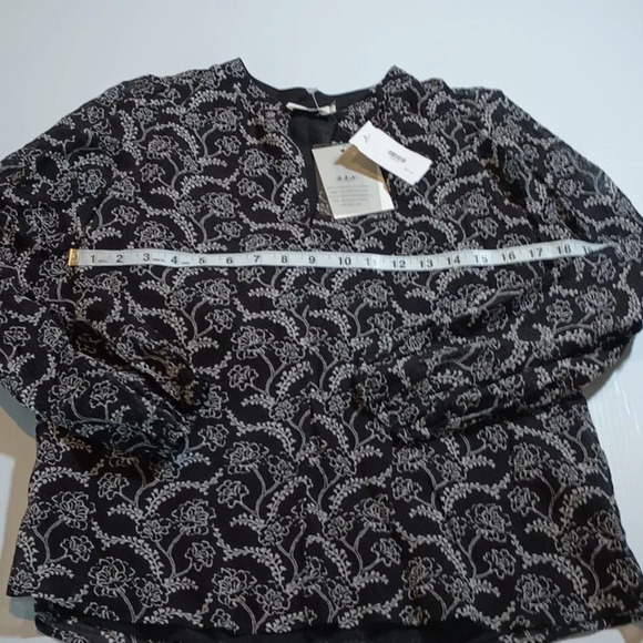 ALC Black Mad White Floral Double Lined Sheer Blouse A24 - Picture 5 of 6